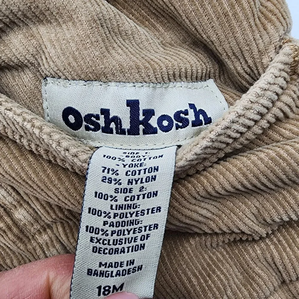 Oshkosh Reversible green camo camouflage/corduroy tan vest‎ Boys size 18 months